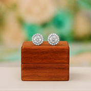 Halo 1.0 Ct Round Diamond Stud Earrings