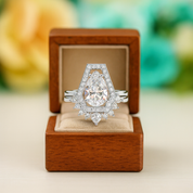 Faithfulness Gothic Wedding Rings in 14k Gold 1ct Black Pear Cut Diamond Birthstone