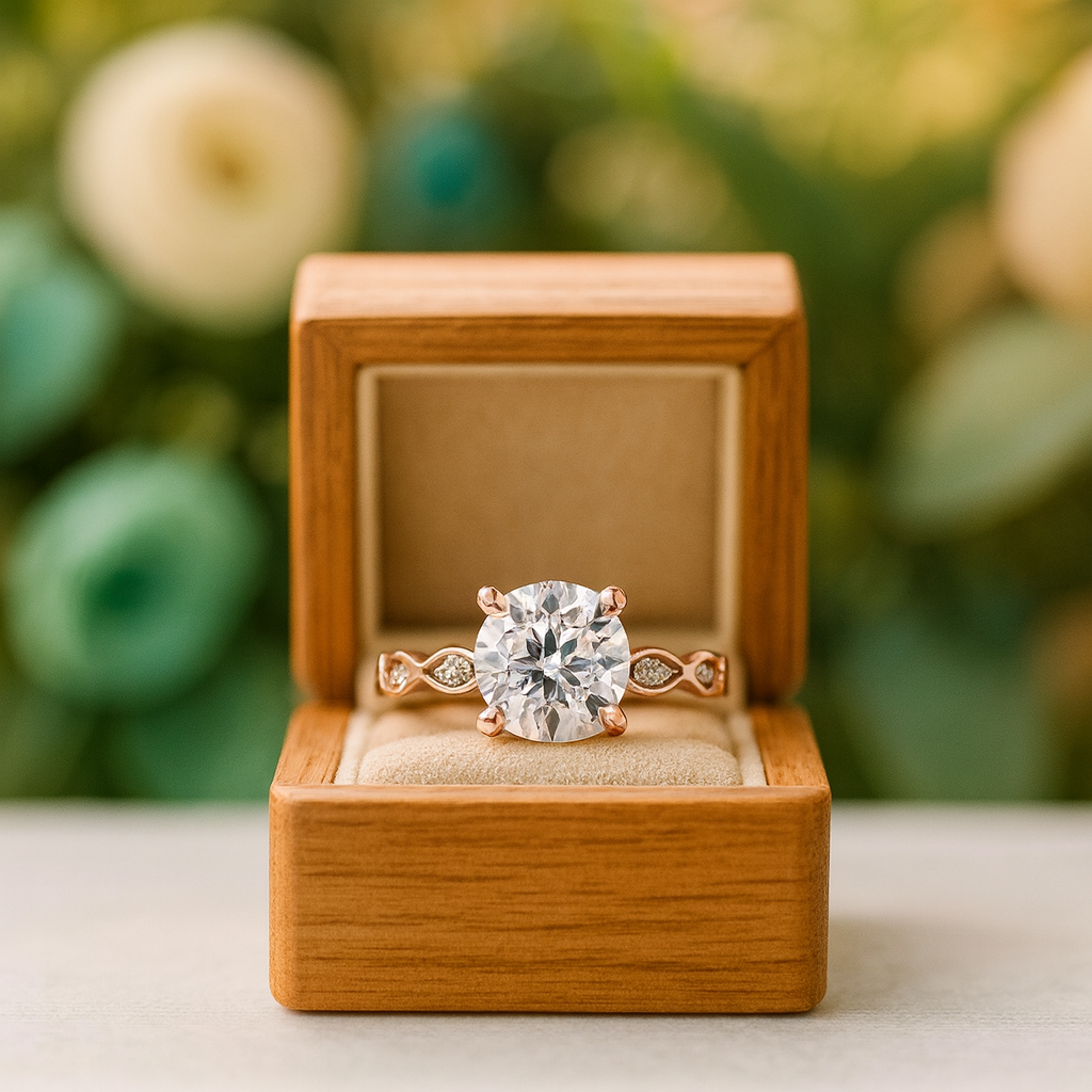 Rose Gold 1.0 Carat Round Cut Diamond Promise Ring