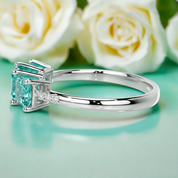 3.5 Ct Princess Cut Aquamarine Three Stone Diamond Engagement Ring