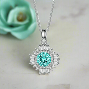 1.0 Ct Turquoise Diamond Sunflower Pendant Necklace