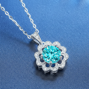 1.0 Ct Turquoise Diamond Flower Shaped Necklace