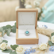 1.0 Ct Turquoise Diamond Flower Shaped Necklace