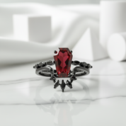 Gothic Rings in 14k Limited Coffin Cut Garnet Birthstone-Evani Jewelry
