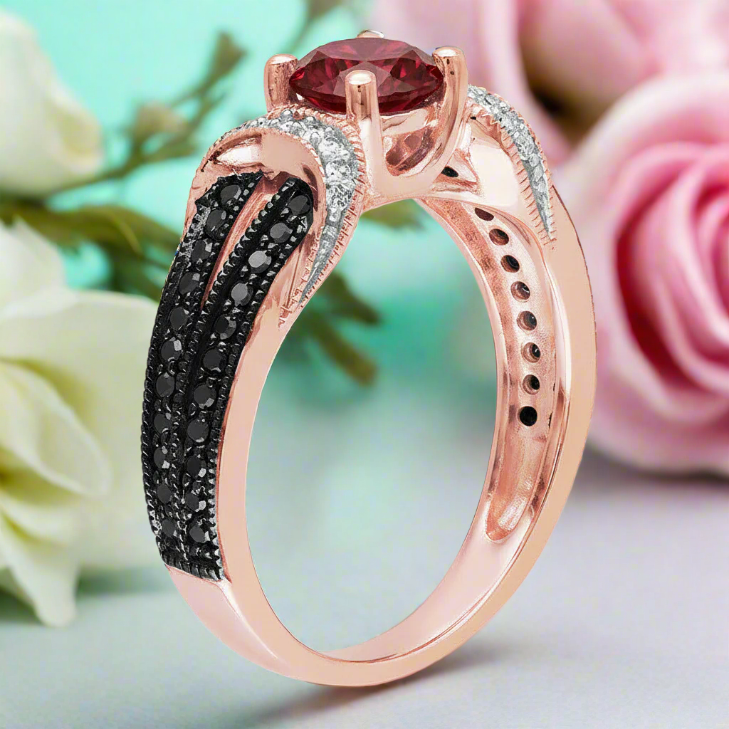 1.0 Ct Round Cut Ruby Birthstone Diamond Engagement Ring