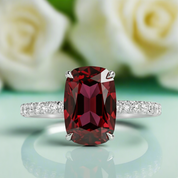 2.90 Ct Old Mine Cut Ruby Diamond 14K White Gold Engagement Ring