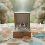 1.0 Ct Round Cut Garnet Birthstone Diamond Engagement Ring