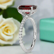 2.90 Ct Old Mine Cut Ruby Diamond 14K White Gold Engagement Ring