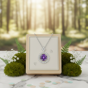 Dancing 1.0 ct Amethyst Diamond Halo Necklace