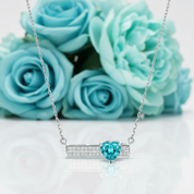 1.2 Ct Turquoise Heart Diamond Pendant Necklace