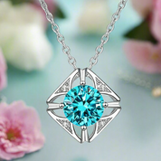 1.0 Ct Turquoise Diamond Classic Pendant Necklace