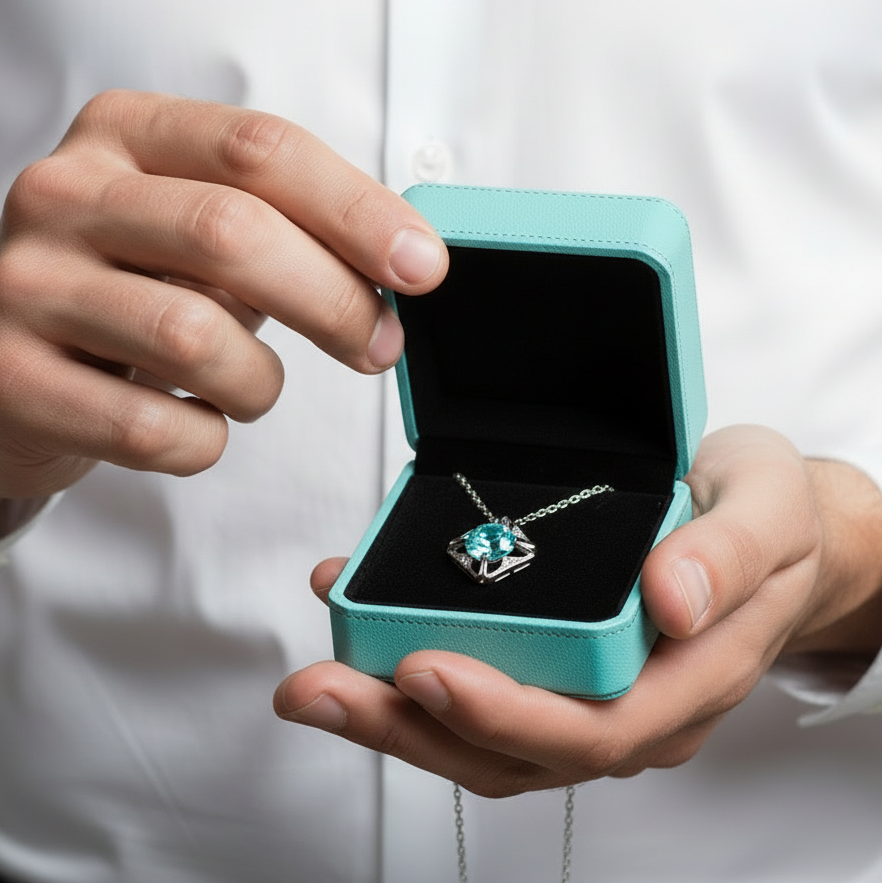 1.0 Ct Turquoise Classic Pendant Necklace