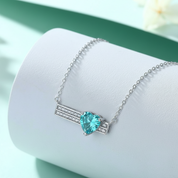 1.2 Ct Turquoise Heart Diamond Pendant Necklace