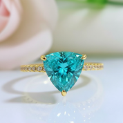 1.2 Ct Trillion Cut Turquoise Diamond Engagement Ring