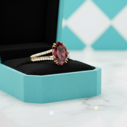 2.90 Ct Ruby Oval Cut Split Shank Engagement Ring-Evani Jewelry