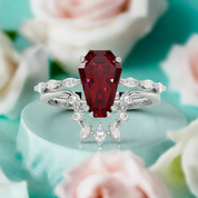 Gothic Rings in 14k Limited Ruby Coffin Cut Diamond
