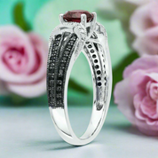 1.0 Ct Round Cut Ruby Birthstone Diamond Engagement Ring
