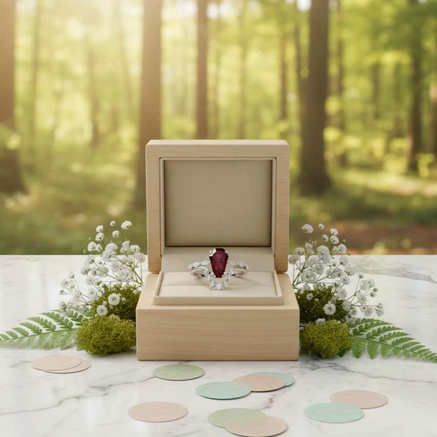 Gothic Rings in 14k Limited Garnet Coffin Cut Diamond