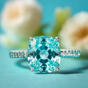 5.0 Ct Turquoise Cushion Cut Diamond Classic Engagement Ring