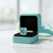 5.0 Ct Turquoise Cushion Cut Classic Engagement Ring-Evani Jewelry