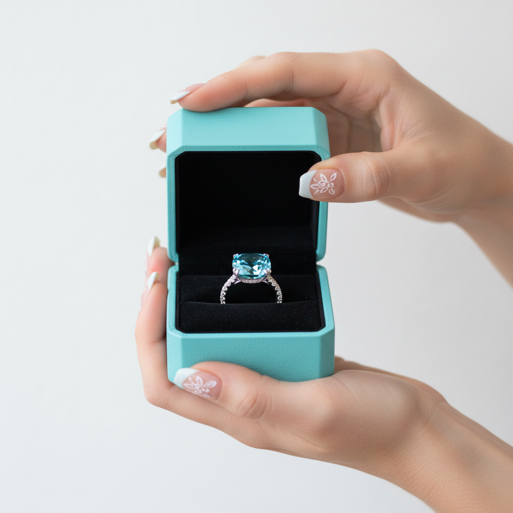 5.0 Ct Turquoise Cushion Cut Classic Engagement Ring