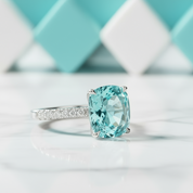5.0 Ct Turquoise Cushion Cut Classic Engagement Ring-Evani Jewelry