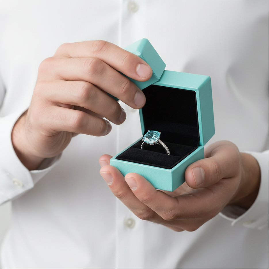 5.0 Ct Turquoise Cushion Cut Classic Engagement Ring