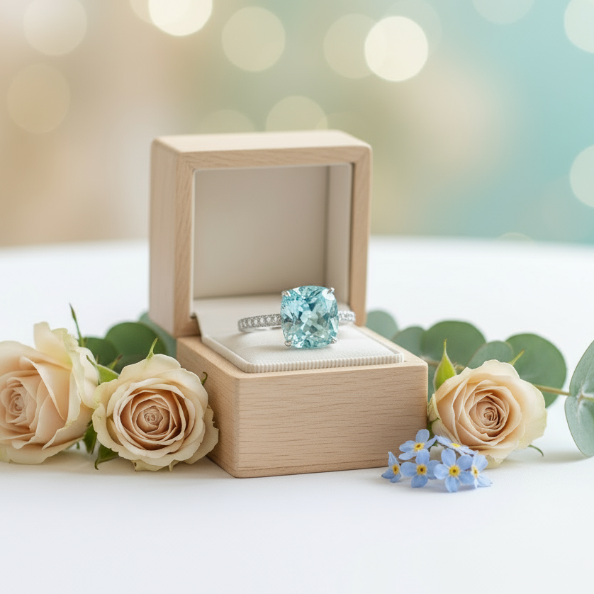 5.0 Ct Turquoise Cushion Cut Diamond Classic Engagement Ring