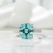 5.0 Ct Turquoise Cushion Cut Classic Engagement Ring