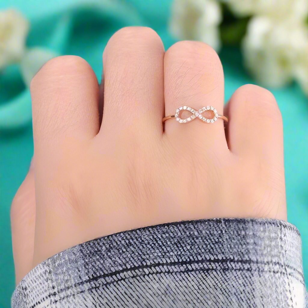 Infinite Love Diamond 14k Rose Gold Wedding Band-Evani Naomi Jewelry