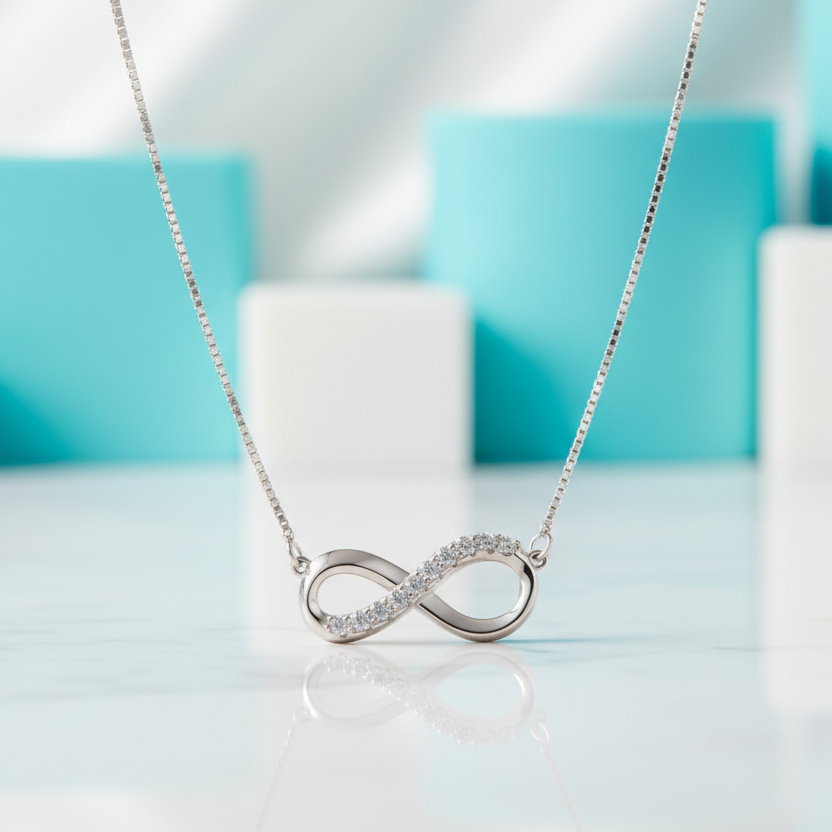 Infinite Love Pendant Necklace with Diamond - Evani Naomi Jewelry