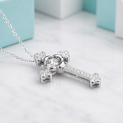 Vintage Style Cross Pendant Dancing Diamond Option Necklace