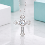 Vintage Style Cross Pendant Dancing Diamond Option Necklace
