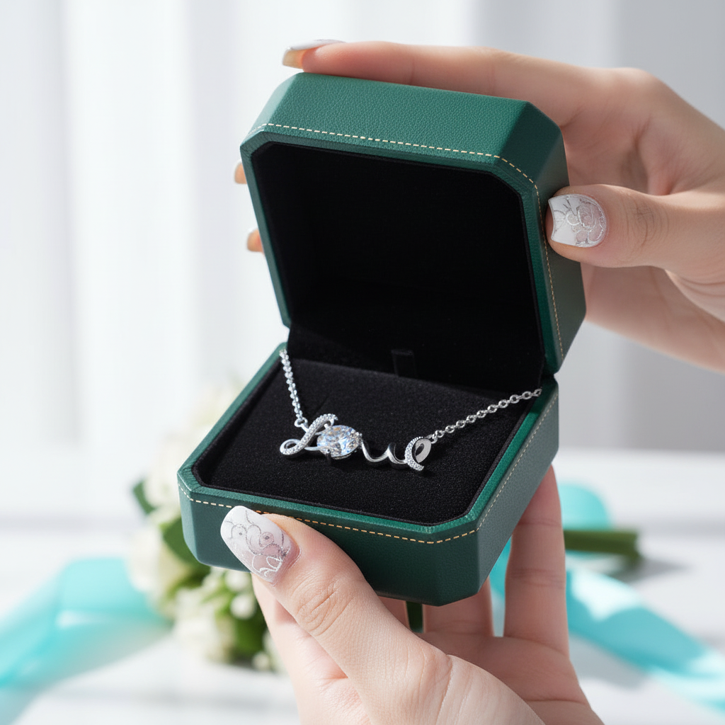 LOVE Word with 1.0 ct Diamond Option Necklace