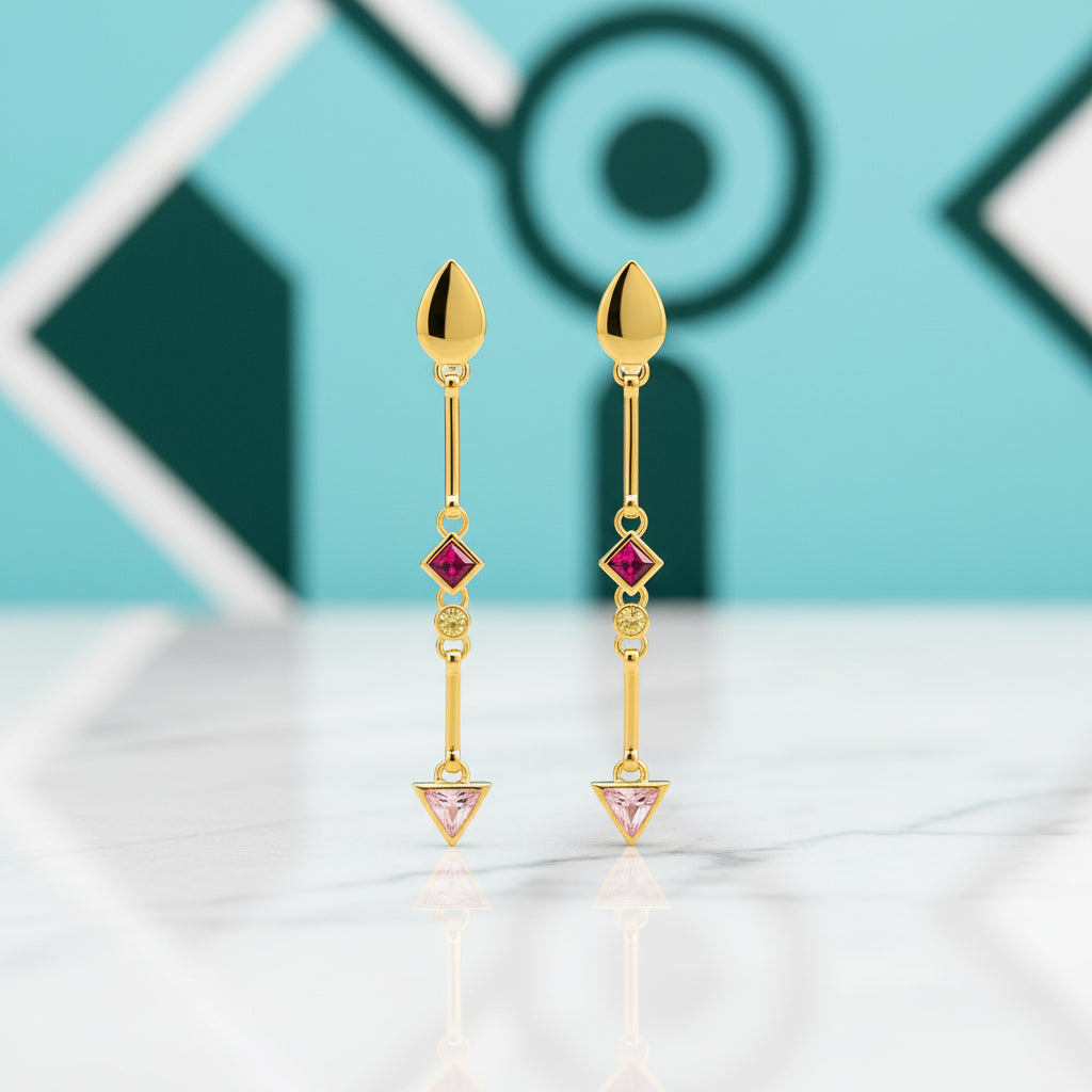 Long Multi-color Stone Water Drop Earrings-Evani Jewelry
