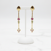 Long Multi-color Stone Water Drop Earrings