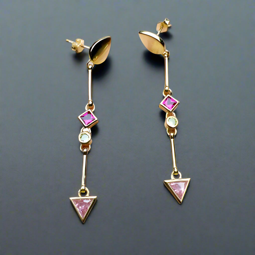 Long Multi-color Stone Water Drop Earrings-Evani Naomi Jewelry