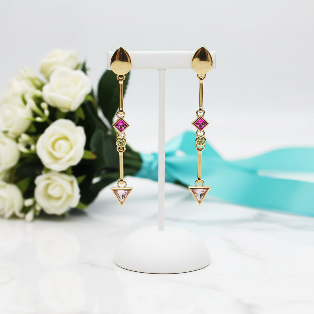 Long Multi-color Stone Water Drop Earrings-Evani Jewelry