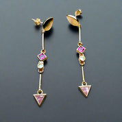 Long Multi-color Stone Water Drop Earrings-Evani Naomi Jewelry