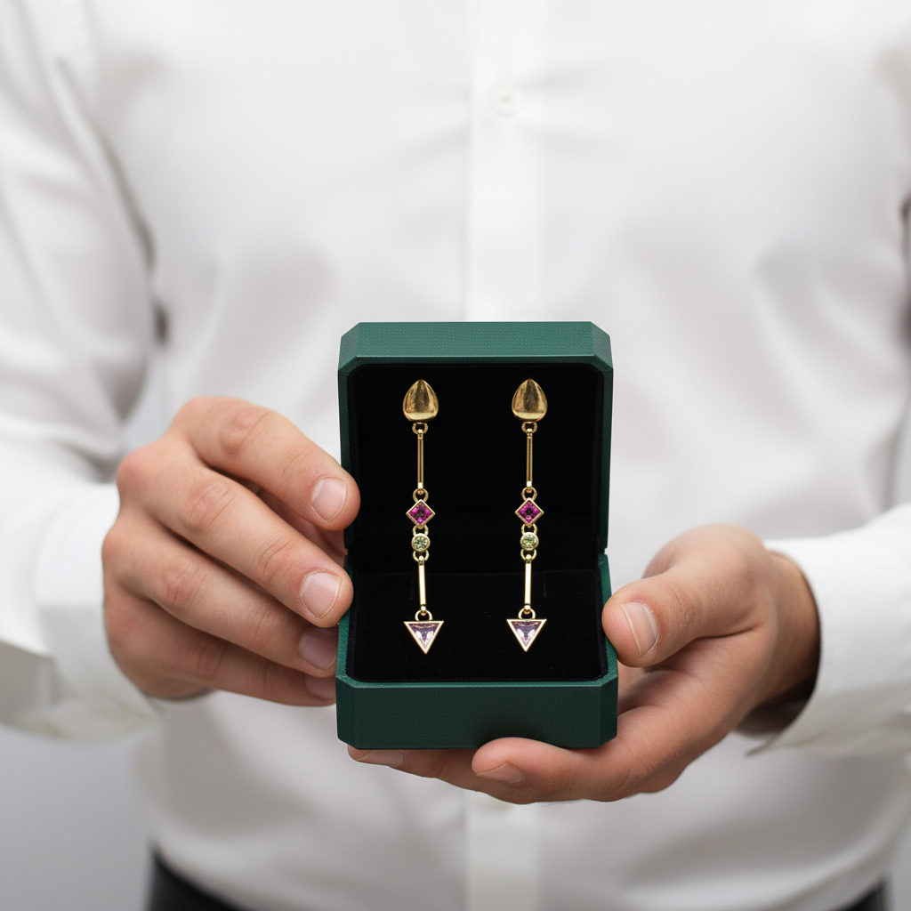 Long Multi-color Stone Water Drop Earrings