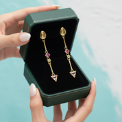 Long Multi-color Stone Water Drop Earrings
