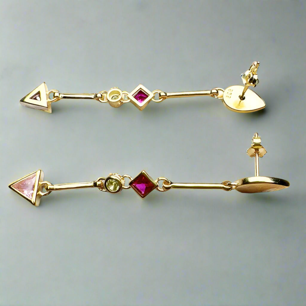 Long Multi-color Stone Water Drop Earrings-Evani Naomi Jewelry