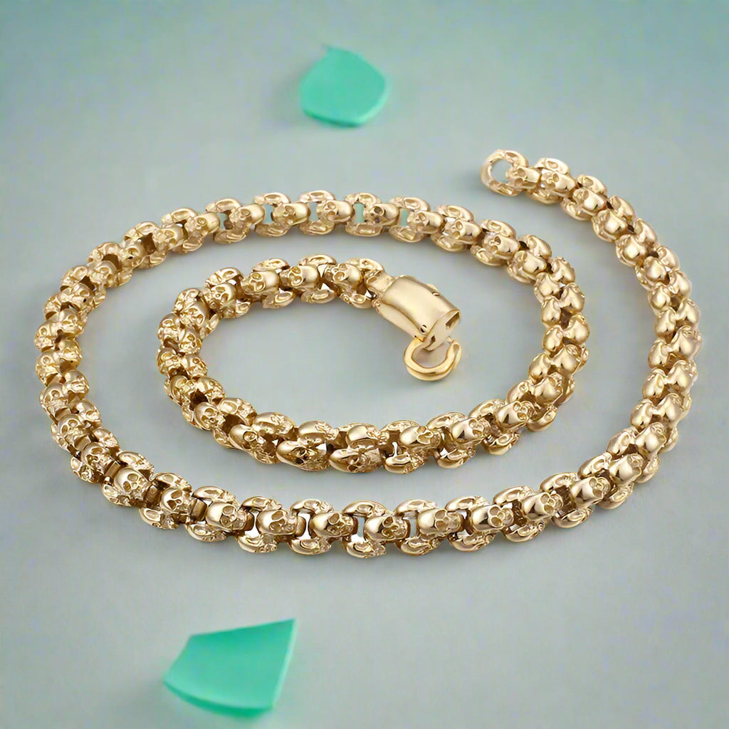 Long Skull Chain Punk Necklace-Evani Naomi Jewelry