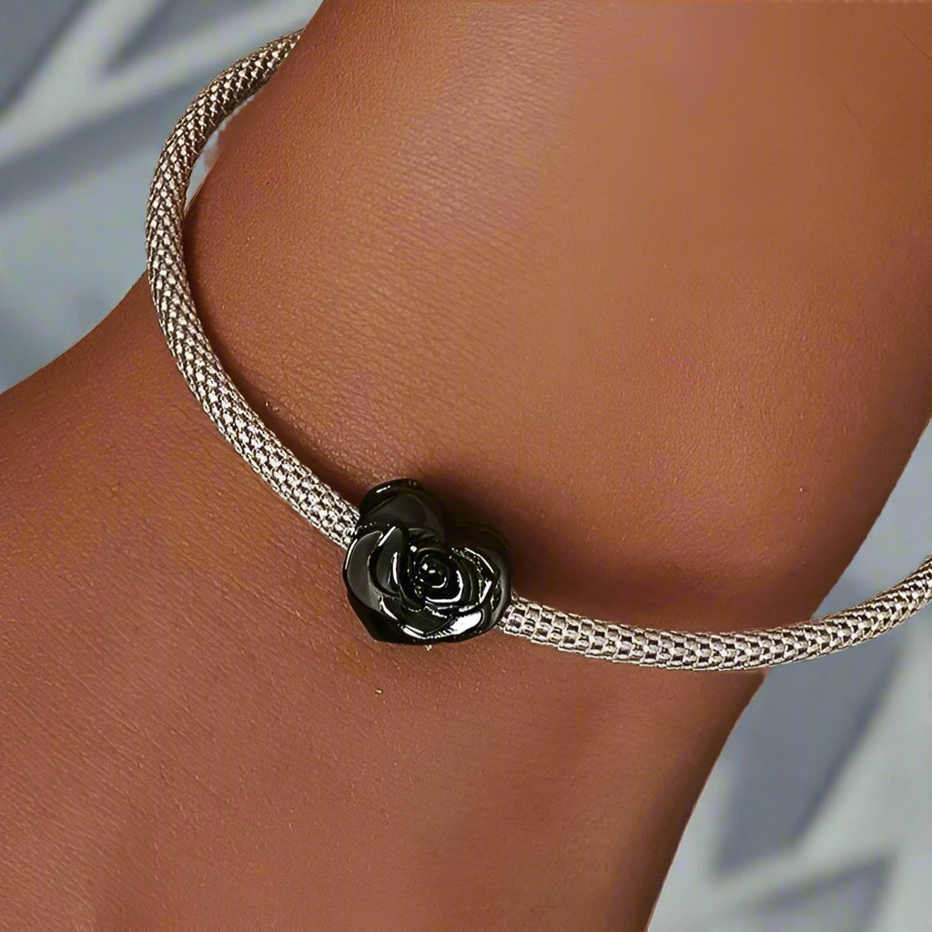 Love Black Rose Charm-Evani Jewelry