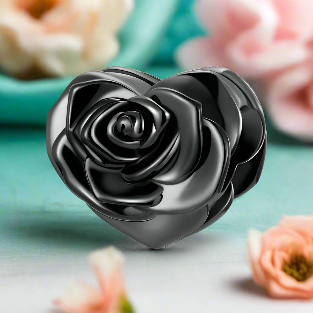 Love Black Rose Charm-Evani Jewelry