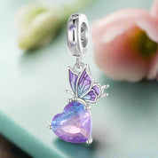 Lovely Purple Butterfly and Heart Charm-Evani Naomi Jewelry