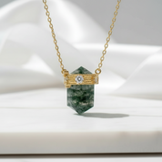 Lover's Necklace-  Bullet cut Natural Moss Agate