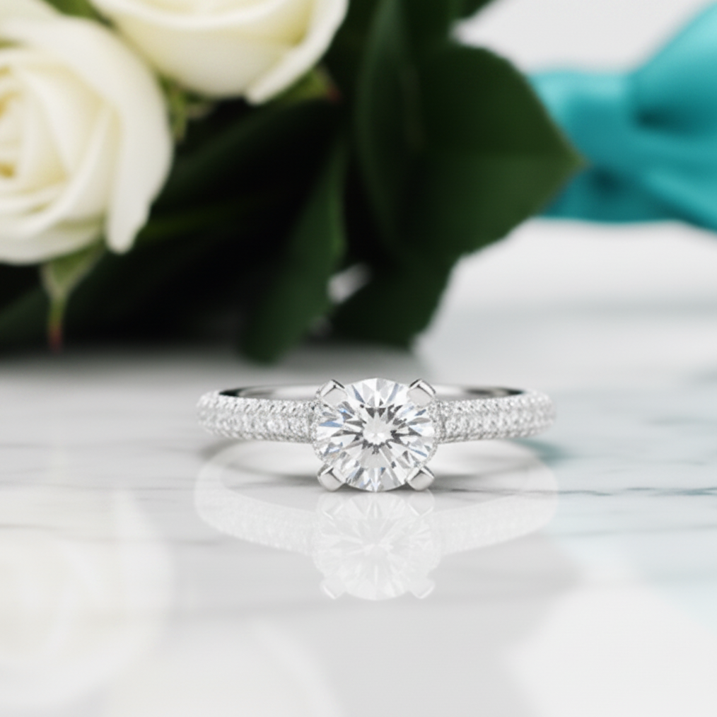 Luxurious 1.0ct Diamond White Gold Engagement Ring-Evani Jewelry