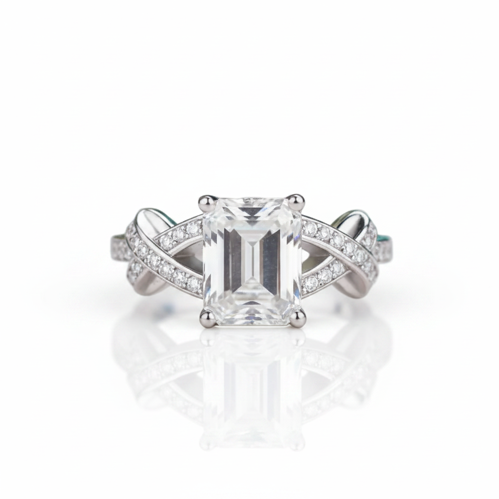 Luxurious 3ct Emerald cut Diamond OptionWedding Ring - Evani Naomi Jewelry