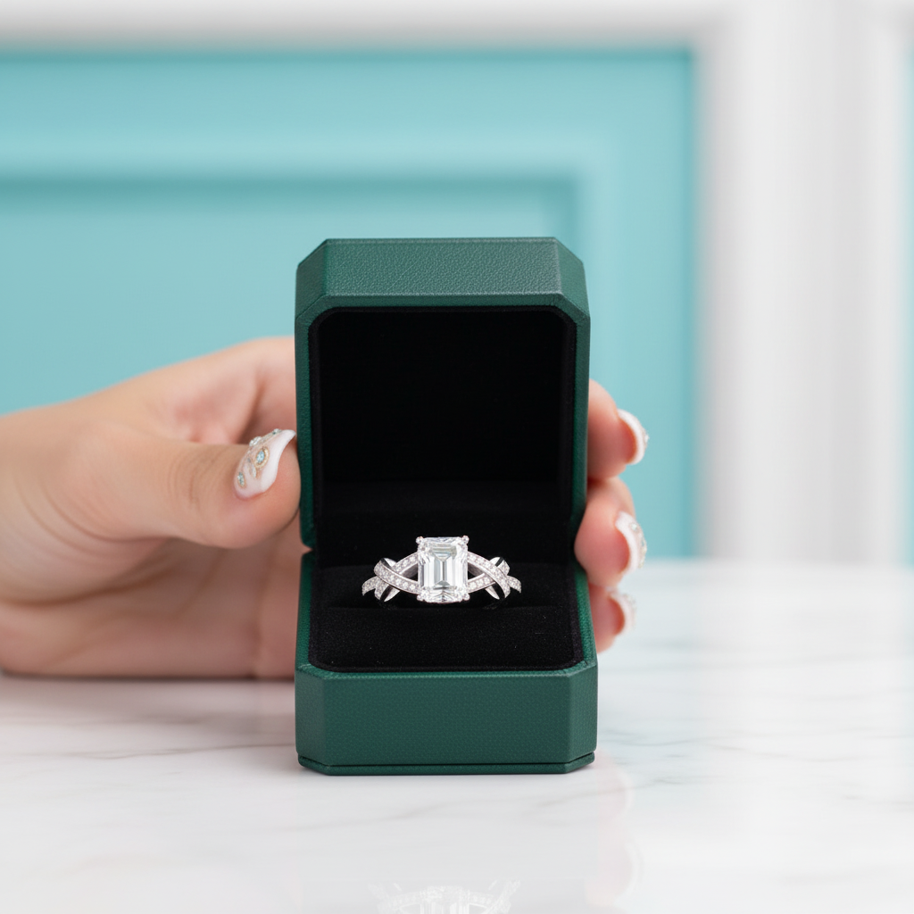 Luxurious 3ct Emerald cut Diamond OptionWedding Ring - Evani Naomi Jewelry